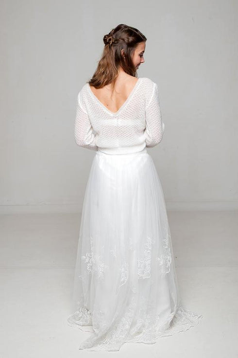 BRAUT-PULLOVER in Ivory mit 3/4 Arm - warme Schönheit für die moderne Braut