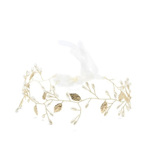 HAARBAND mit Blättern und Perlen